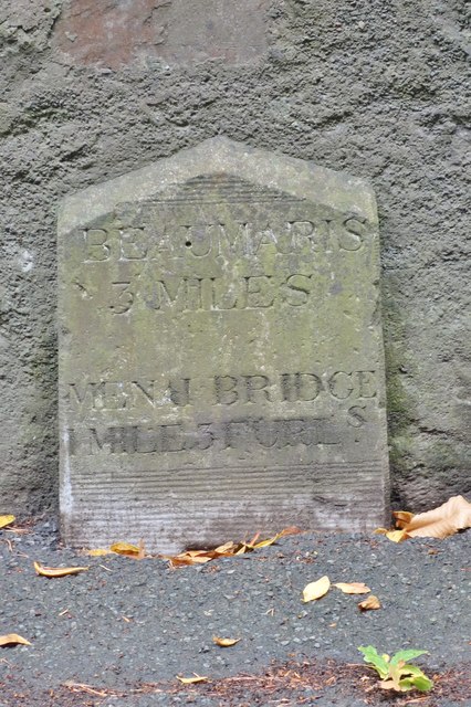 Old Milestone by the A545, Beaumaris Road, Craig-y-don
