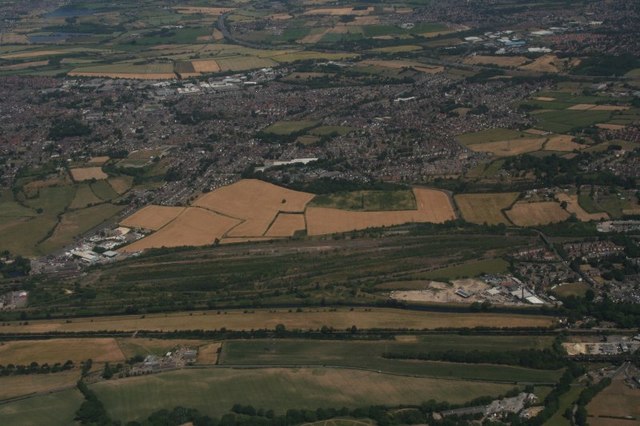 Former railway sidings west of Horbury: aerial 2018