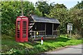 Bus shelter and K6 telephone box, Forthampton.