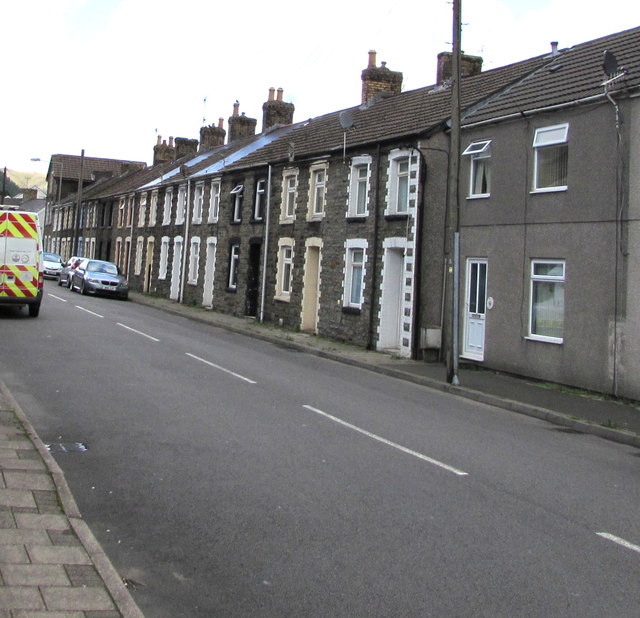 Houses on the east side of Llywelyn Street, Ogmore Vale