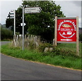 SO4609 : Trefaldu Coarse Fishery direction sign in rural Monmouthshire by Jaggery