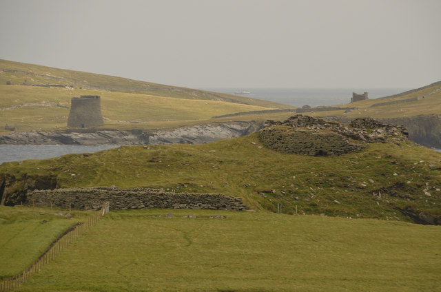 View of Two Brochs, Shetland, UK