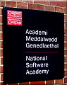 National Software Academy name sign, Queensway, Newport