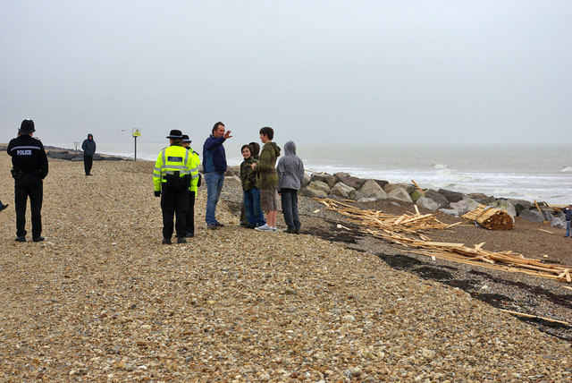 South Lancing beach - a lot of wood