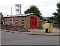 SY5997 : Fire station, tower and yellow bin, Maiden Newton by Jaggery