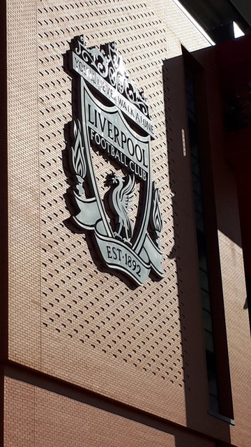 The Liverpool FC badge on the Main Stand... © Mike Pennington cc-by-sa/2.0 :: Geograph Britain and Ireland