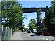 SK0194 : Railway viaduct over the A57, Dinting Vale by JThomas