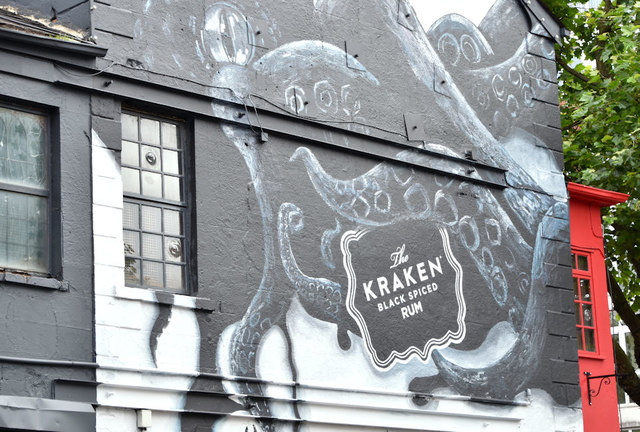 "The Kraken" wall advertisement, Belfast (September 2018)