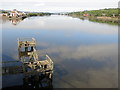 Derelict landing stage and the River Tyne upstream from Dunston Staiths