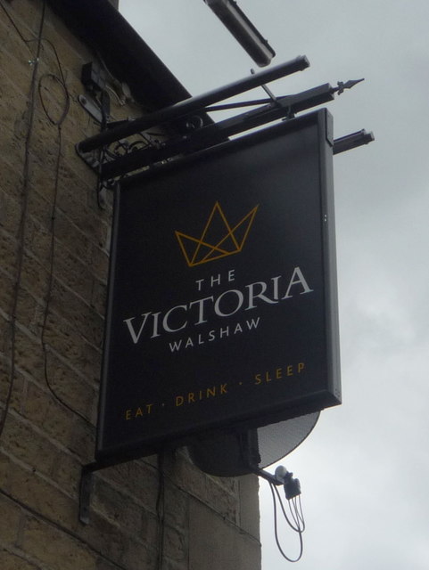 Sign for the Victoria public house, Walshaw