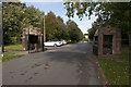 Looking outwards at the entrance to Carleton Crematorium