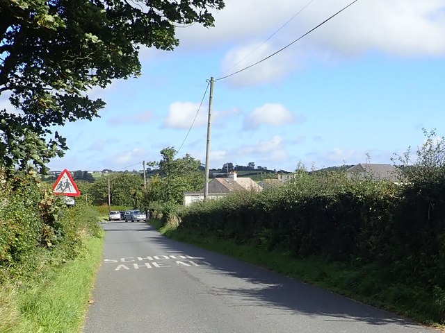 Approaching St Oliver's Primary School, Carrickrovaddy, along the Roxborough Road
