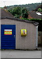 SO9419 : Yellow defibrillator box near Leckhampton Village Hall, Cheltenham by Jaggery