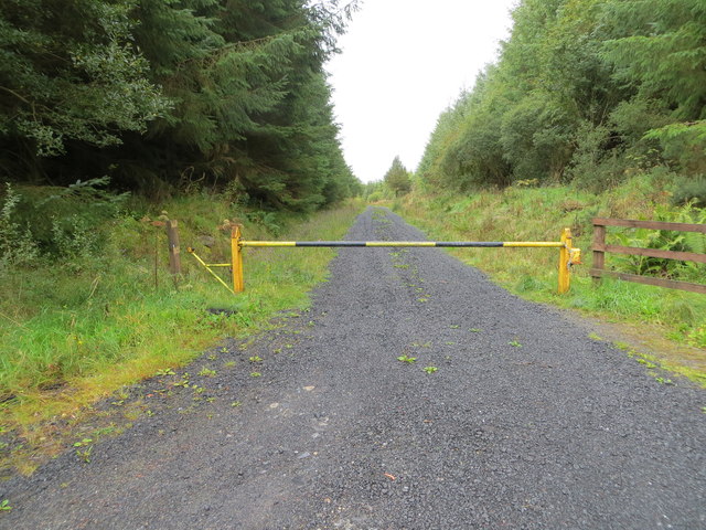 Barriered access to forest track near Derreendorragh