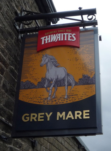 Sign for the Grey Mare Inn