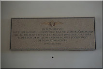SK9479 : War memorial plaque to Pilot Jack Saul Lockwood by Ian S