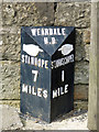 Milepost on the A689 in Daddry Shield