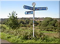 Cycle route signpost on Siston Common