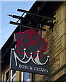 Sign for the Rose & Crown Hotel, Burnley