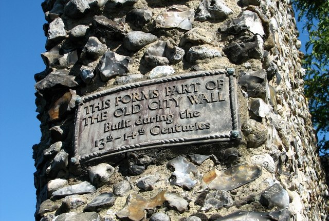 Plaque on part of the old city wall by Ber Street Gate