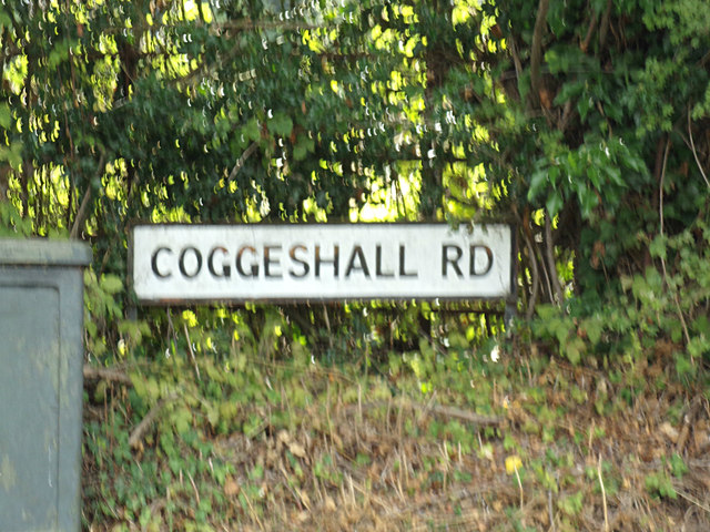 Coggeshall Road sign on the B1024 Coggeshall Road