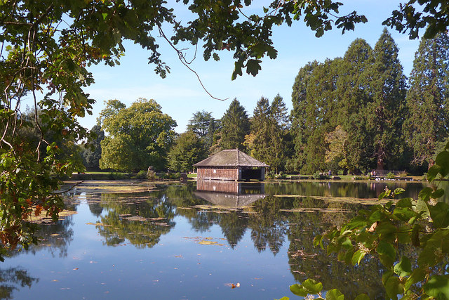 Boathouse and reflection, Tredegar House Country Park, Newport