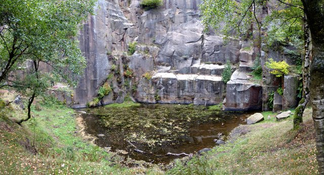 Pool and rock face in Bolehill Quarry