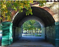 TQ2278 : Railway arch in Ravenscourt Park by Neil Theasby