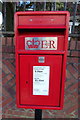 Close up, Elizabeth II postbox on Failsworth Road