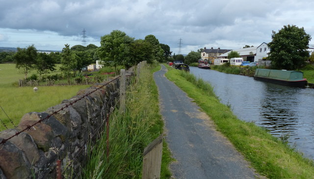 Towpath along the Leeds and Liverpool Canal at Hapton