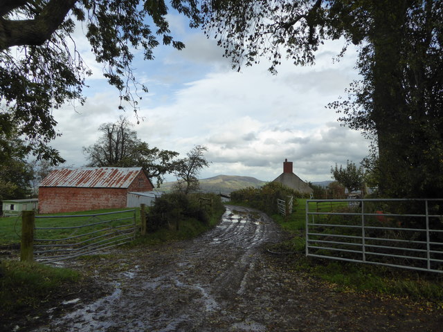 Scene at Upper Bank Farm with a view to Corndon Hill