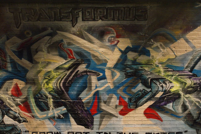 View of Transformers street art in Leake Street Arches #2