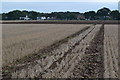 Tracks in field with Godwinscroft in the distance