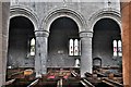 Sherburn in Elmet, All Saints Church: Norman nave columns with north aisle beyond