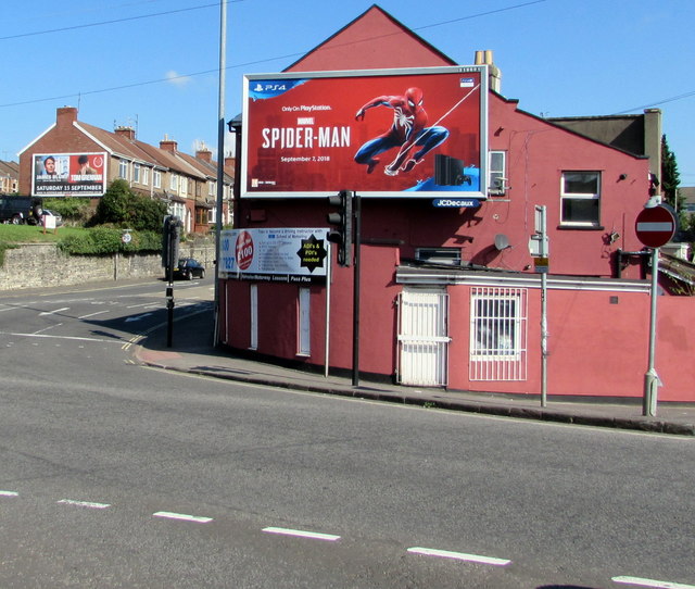 Spider-man advert on a Bedminster corner, Bristol