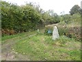 Commemorative stone and Two Moors Way, Scorriton