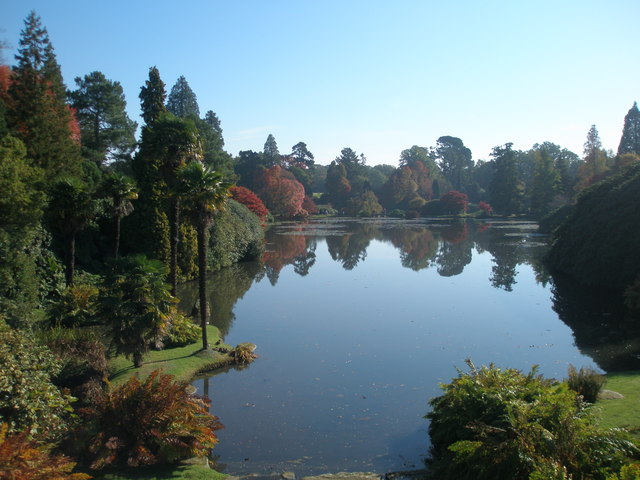 View of Middle Lake and trees, Sheffield Park