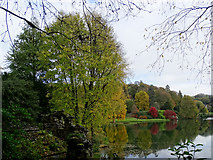 ST7734 : View east across the lake, Stourhead by Brian Robert Marshall