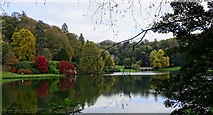 ST7734 : Another view east across the lake, Stourhead by Brian Robert Marshall