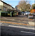 Two telecoms cabinets on a Caerleon corner