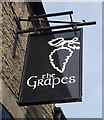 Sign for the Grapes public house, Lees