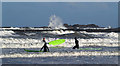 NT6579 : Surfers at Belhaven Bay, Dunbar by Walter Baxter