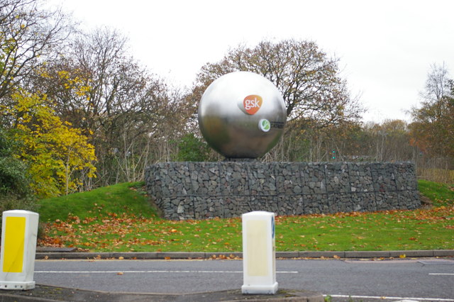Sculpture at entrance to Glaxo SmithKline research centre, Stevenage