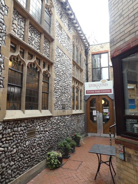 Passage to Living Stones cafe, St Andrews Street Baptist Church, Cambridge