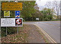 Lorry watch notice at the eastern edge of Usk