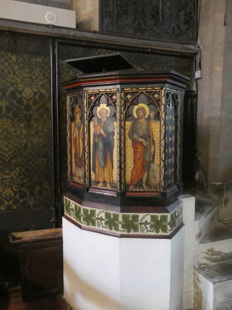 Painted pulpit, All Saints Church, Cambridge