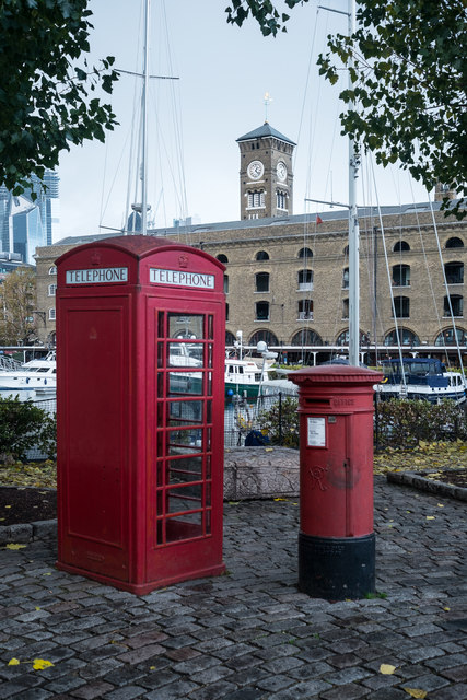 St Katharine's Dock : telephone and post box