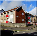 SS6696 : Red balconies on a Plasmarl corner, Swansea by Jaggery