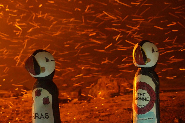 The Unstfest Puffins at the Saxa Vord beacon lighting