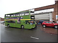 SP0879 : A Green Bus outside Yardley Wood Bus Garage by David Hillas